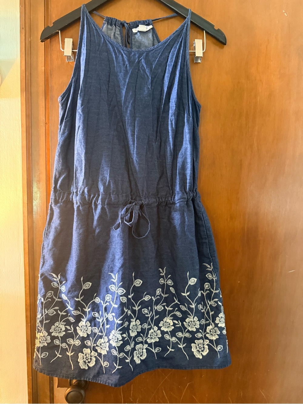 Westport Navy Dress with White Floral Embroidery